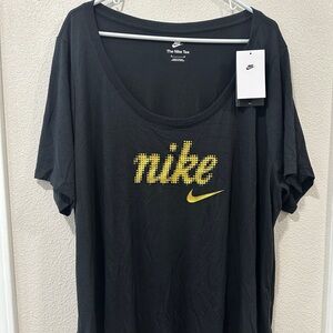 Women Nike Logo Glitter Tee New Top 1X